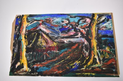 Lot 945 - *Colin Moss (1914-2005) estuary scene, watercolour, signed and dated '50, 38 x 56cm, together with two further landscapes on paper by Colin Moss. (3)