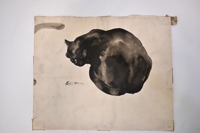 Lot 1313 - *Colin Moss (1914-2005) Indian ink, Sleeping cat, signed 33 x 39cm, together with seven further studies of cats and other animals by Colin Moss