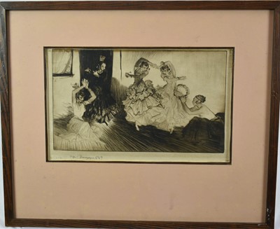 Lot 932 - *William Russell Flint (1880-1969) signed drypoint etching - "Clatter and Whirl, Granada", signed, initialled and dated 4.2.32, inscribed 'Paper. Bourgogne 1749', 23.5cm x 37.5cm, in glazed frame