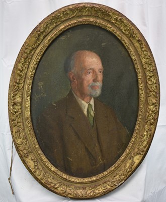 Lot 928 - Pair of early 20th century oval oils on board - portraits of Mr & Mrs Brandt, 68cm x 48cm, in oval gilt frames