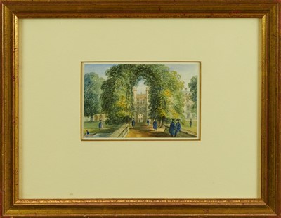 Lot 1368 - Richard Bankes Harraden (1778-1862) watercolour - Trinity College Walks, 9cm x 14cm, in glazed gilt frame  
Provenance: Anthony Reed, Cork Street, London
