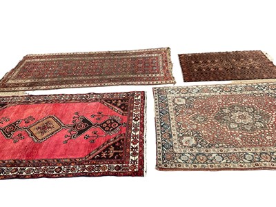 Lot 1169 - Hamadan design rug, together with a Persian runner, 262 x 125cm and two further rugs