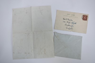 Lot 1002 - Sir Alfred Munnings - handwritten letter, addressed to artist Maitland Mason (1861-1951) Odds and Ends, 131 High Street, Hadleigh, Suffolk