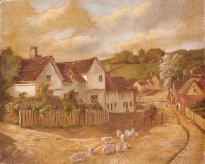 Lot 1004 - Maitland Mason (1861-1951) two oils on canvas, Views of Kersey, Suffolk, 30cm x 36cm and 30.5cm x 38.5cm, unframed