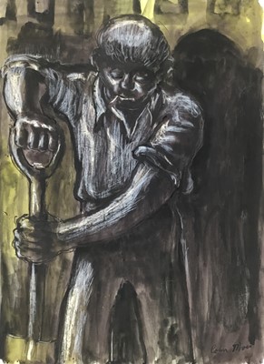Lot 28 - Colin Moss (1914-2005) mixed media, workman digging, signed, 70 x 50cm