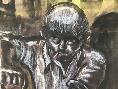 Lot 28 - Colin Moss (1914-2005) mixed media, workman digging, signed, 70 x 50cm