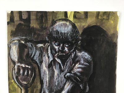 Lot 28 - Colin Moss (1914-2005) mixed media, workman digging, signed, 70 x 50cm