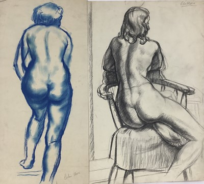 Lot 958 - *Colin Moss (1914-2005) blue chalk, figure study, signed 56 x 26cm, together with three further Colin Moss figure studies. (4)