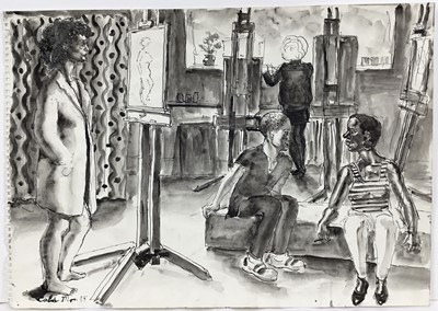 Lot 951 - *Colin Moss (1914-2005) pen and wash, art class, 32 x 49cm, together with another work on paper by the same hand. (2)