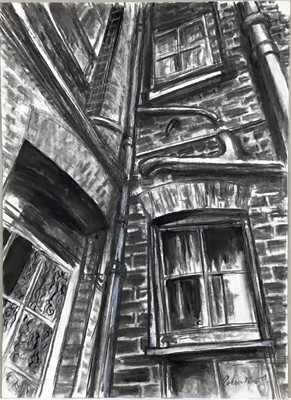 Lot 45 - Colin Moss (1914-2005) charcoal, Drainpipe, signed, 70 x 51cm