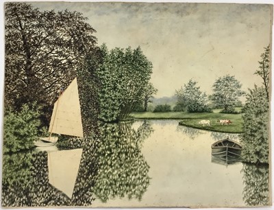 Lot 42 - Victorian broadland watercolour signed with monogram and dated 1890, together with Michael Macleod - Edward VI at the age of Six. After Holbein. Pencil on India Paper. 24 x 30.5cm
