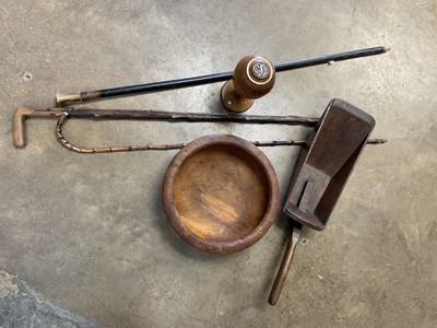 Lot 161 - Collection of treen and three various canes