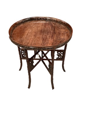 Lot 1127 - 19th century Chinese hardwood occasional table on folding stand