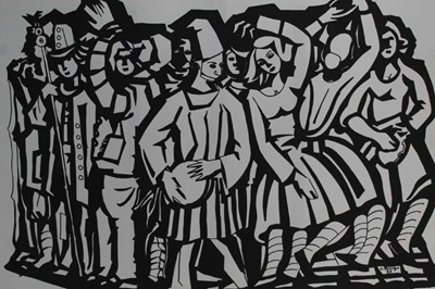 Lot 195 - Pulcinella by Victorio Piscopo (1913-2004) numbered edition of 475, with 18 lithographs, unframed, in folio, 74cm x 53cm overall