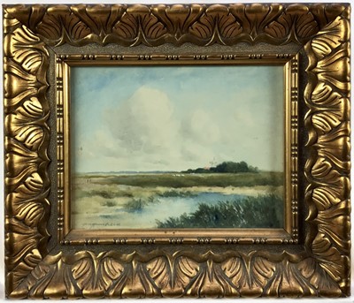 Lot 25 - Hans Hansen (1853-1947) watercolour, Wimbledon Common and it's windmill