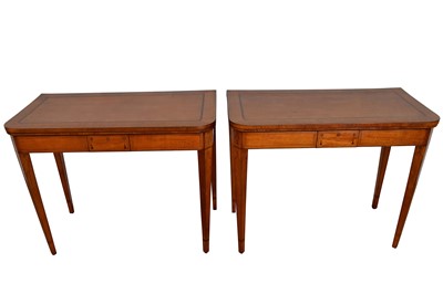 Lot 1115 - Pair of 18th century Sheraton satinwood card tables