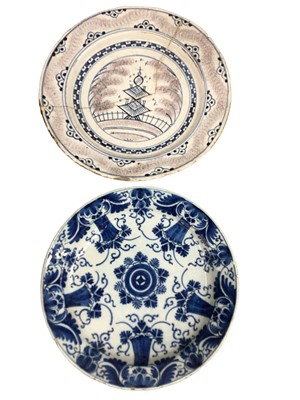 Lot 18 - Two 18th century Delftware dishes