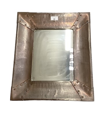 Lot 82 - Arts and Crafts rectangular copper framed wall mirror