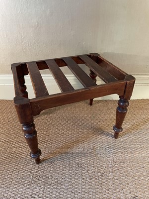 Lot 1056 - Victorian mahogany luggage stand, on turned supports, 58cm wide