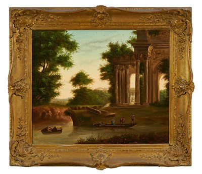 Lot 854 - Manner of Hendrik Frans Van Lint (1684-1763) oil on canvas - An Italianate Landscape, 52cm x 61cm, in gilt frame