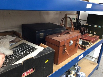 Lot 85 - Miscellaneous items to include cases, puzzles, bisque headed doll etc