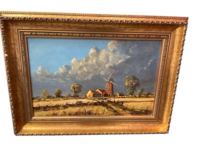 Lot 192 - W F Burton, oil on board Norfolk Mill