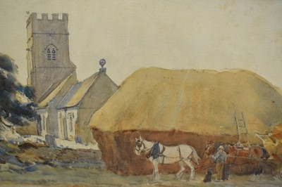 Lot 867 - George Soper, RI (1870-1942) pencil and watercolour - Hampnet Church, inscribed, 22cm x 33cm, in glazed gilt frame