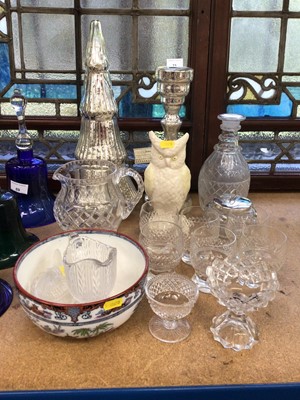 Lot 72 - Belleek owl together with a group of various glass and transfer printed bowl