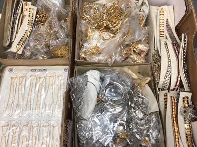 Lot 1021 - Quantity of silver plated and gold plated chains, bracelets etc, mostly new old stock