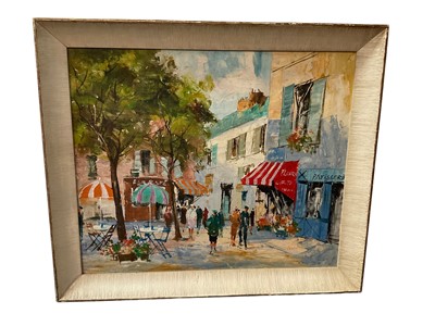 Lot 187 - Jean Cordet (b. 1910) oil on board, Parisienne street scene