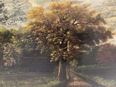 Lot 167 - Late 19th century oil on board, landscape with cottage