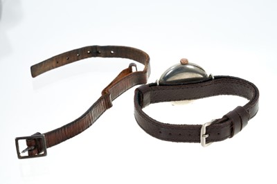 Lot 437 - WWI period Longines wristwatch on leather strap