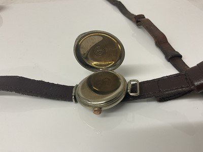 Lot 437 - WWI period Longines wristwatch on leather strap
