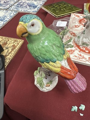 Lot 42 - Pair of Meissen porcelain parrot ornaments
