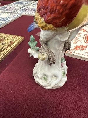 Lot 42 - Pair of Meissen porcelain parrot ornaments