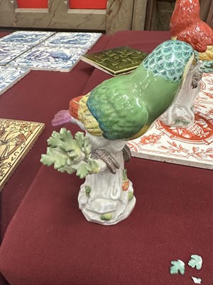 Lot 42 - Pair of Meissen porcelain parrot ornaments