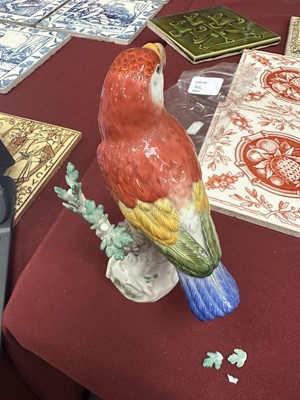 Lot 42 - Pair of Meissen porcelain parrot ornaments