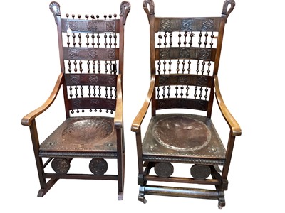 Lot 1126 - Two Arts & Crafts rocking chairs