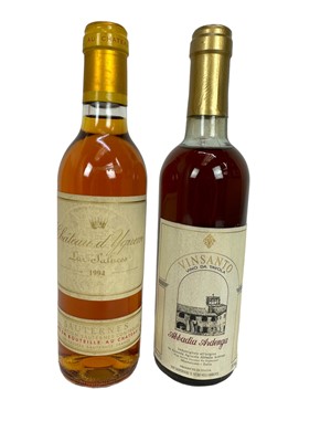 Lot 39 - Wine - two half bottles, Château d'Yquem Lur-Saluces 1994 Sauternes 14% 375ml and Visanto Vino Da Tavola Abbadia Ardenga 15% 375ml.