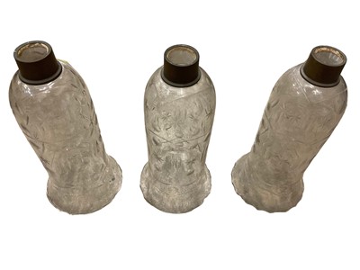 Lot 147 - Set of three Victorian cut glass shades, 28cm high