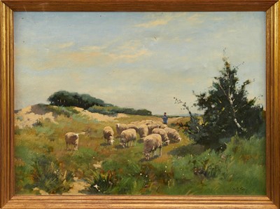Lot 914 - Willem Anton Alexander Knip (1883-1967) oil on canvas - Pastoral Landscape, signed, 43cm x 59cm, in gilt frame