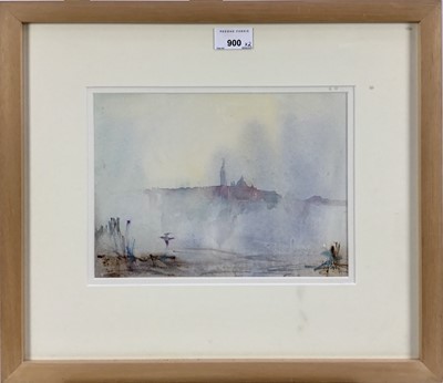 Lot 900 - *Leslie Charles Worth OBE (1923- 2009) two watercolour studies- Gondolas by the Piazetta and Early Morning San Giorgio, both in glazed frames with labels verso