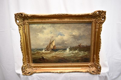 Lot 911 - John Moore of Ipswich (1820-1902) oil on canvas - Off the Suffolk Coast, signed, 25.5cm x 35.5cm, in gilt frame
