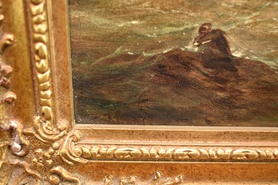 Lot 911 - John Moore of Ipswich (1820-1902) oil on canvas - Off the Suffolk Coast, signed, 25.5cm x 35.5cm, in gilt frame