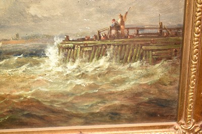 Lot 911 - John Moore of Ipswich (1820-1902) oil on canvas - Off the Suffolk Coast, signed, 25.5cm x 35.5cm, in gilt frame