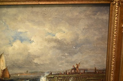 Lot 911 - John Moore of Ipswich (1820-1902) oil on canvas - Off the Suffolk Coast, signed, 25.5cm x 35.5cm, in gilt frame