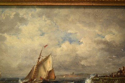 Lot 911 - John Moore of Ipswich (1820-1902) oil on canvas - Off the Suffolk Coast, signed, 25.5cm x 35.5cm, in gilt frame