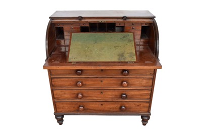 Lot 1086 - Early Victorian mahogany cylinder bureau