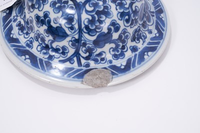 Lot 30 - 18th century Chinese blue and white baluster vase and cover, with phoenix ornament.