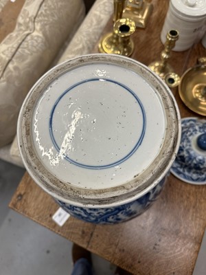 Lot 30 - 18th century Chinese blue and white baluster vase and cover, with phoenix ornament.